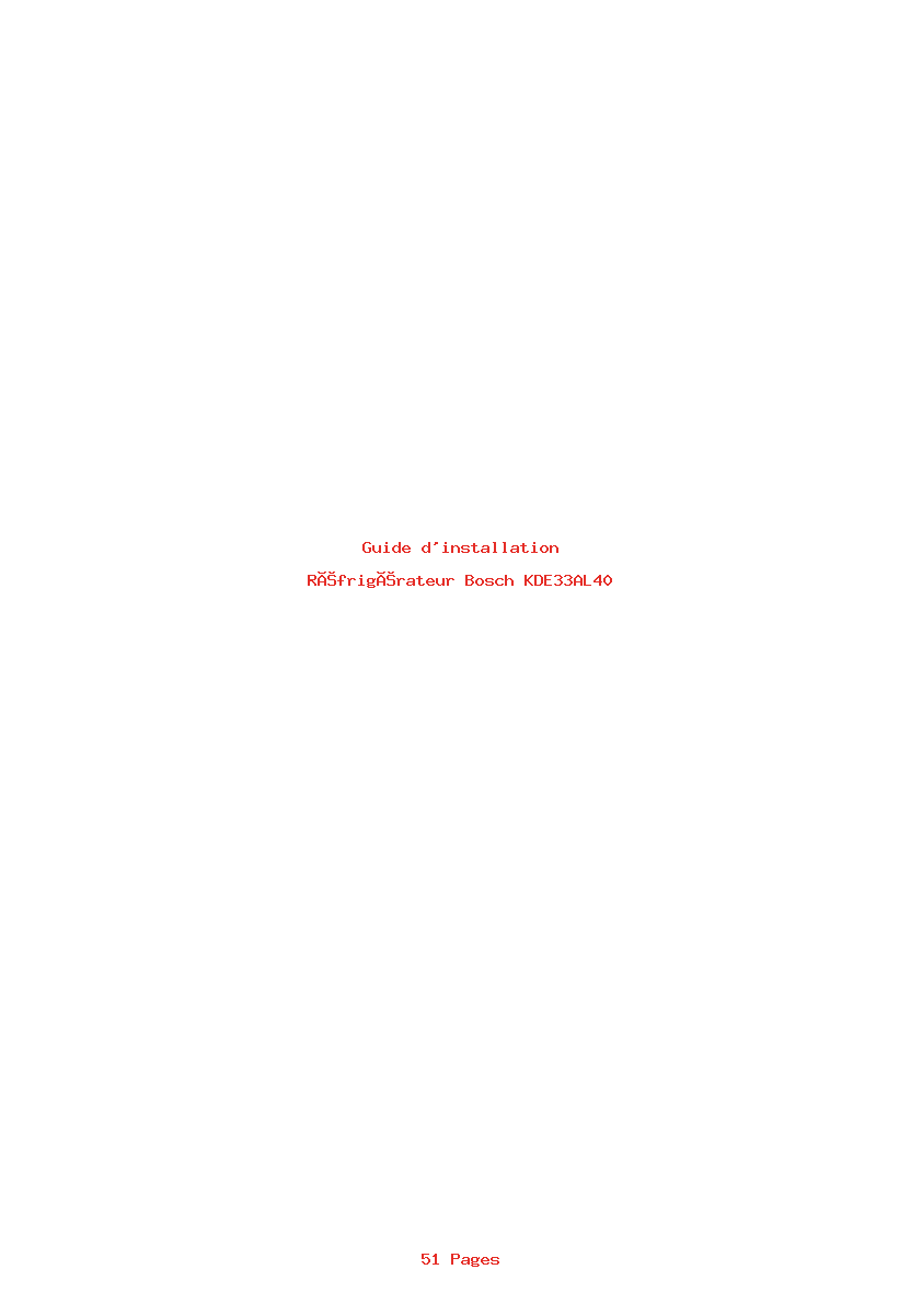 Page 1 de la notice Guide d'installation Bosch KDE33AL40