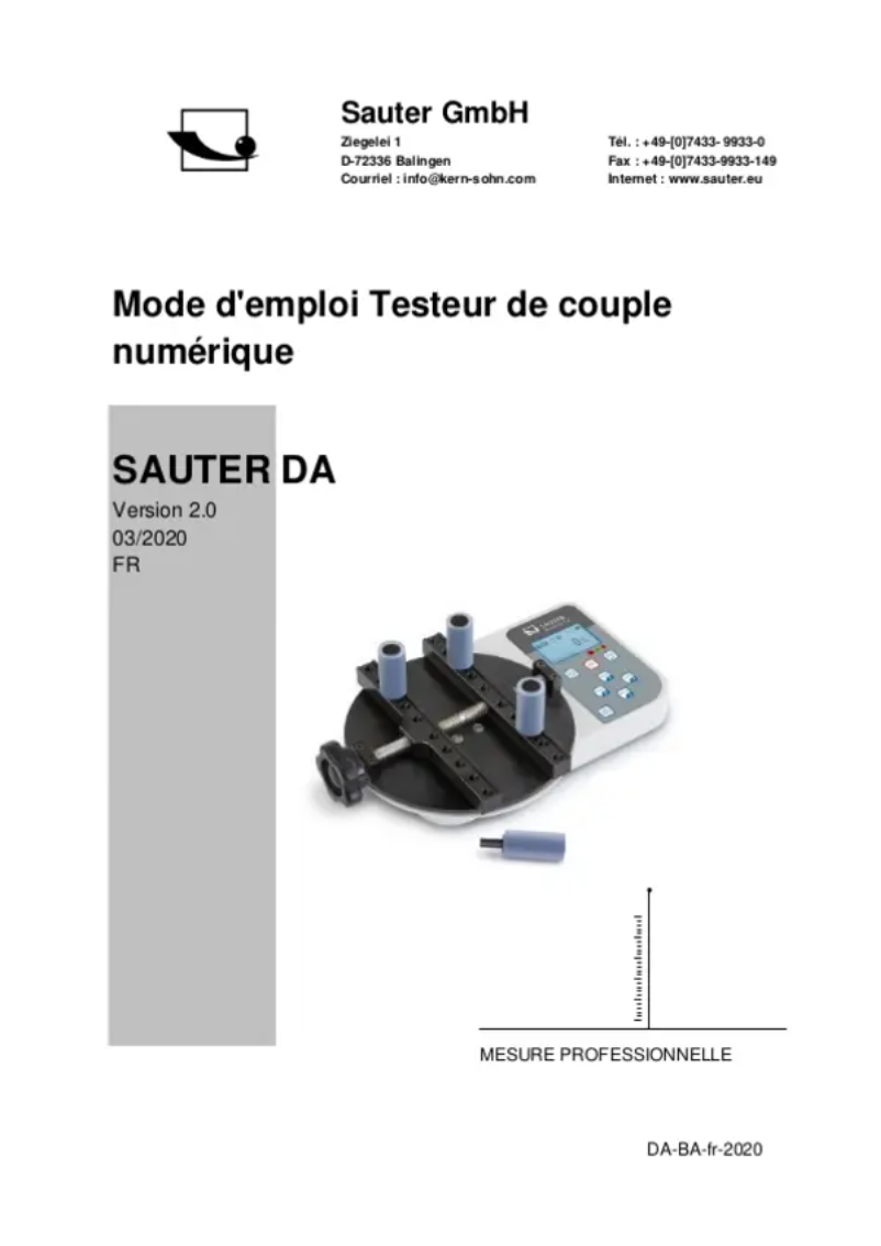 Page 1 de la notice Manuel utilisateur Kern DA 1-4