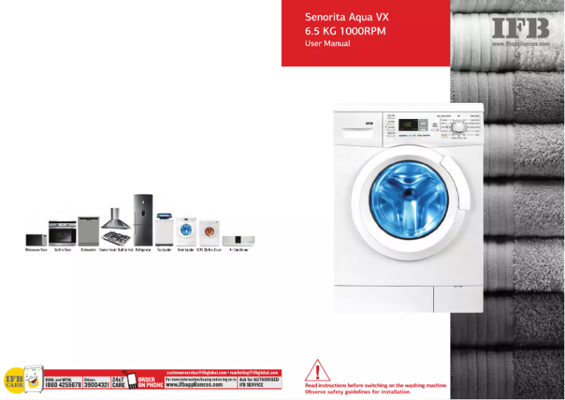 Page 1 de la notice Manuel utilisateur IFB Senorita Aqua VX