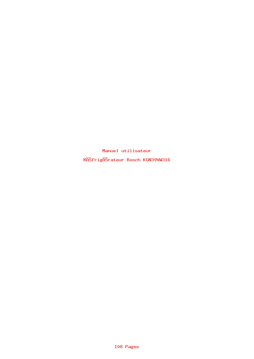 Page 1 de la notice Manuel utilisateur Bosch KGN39VW316