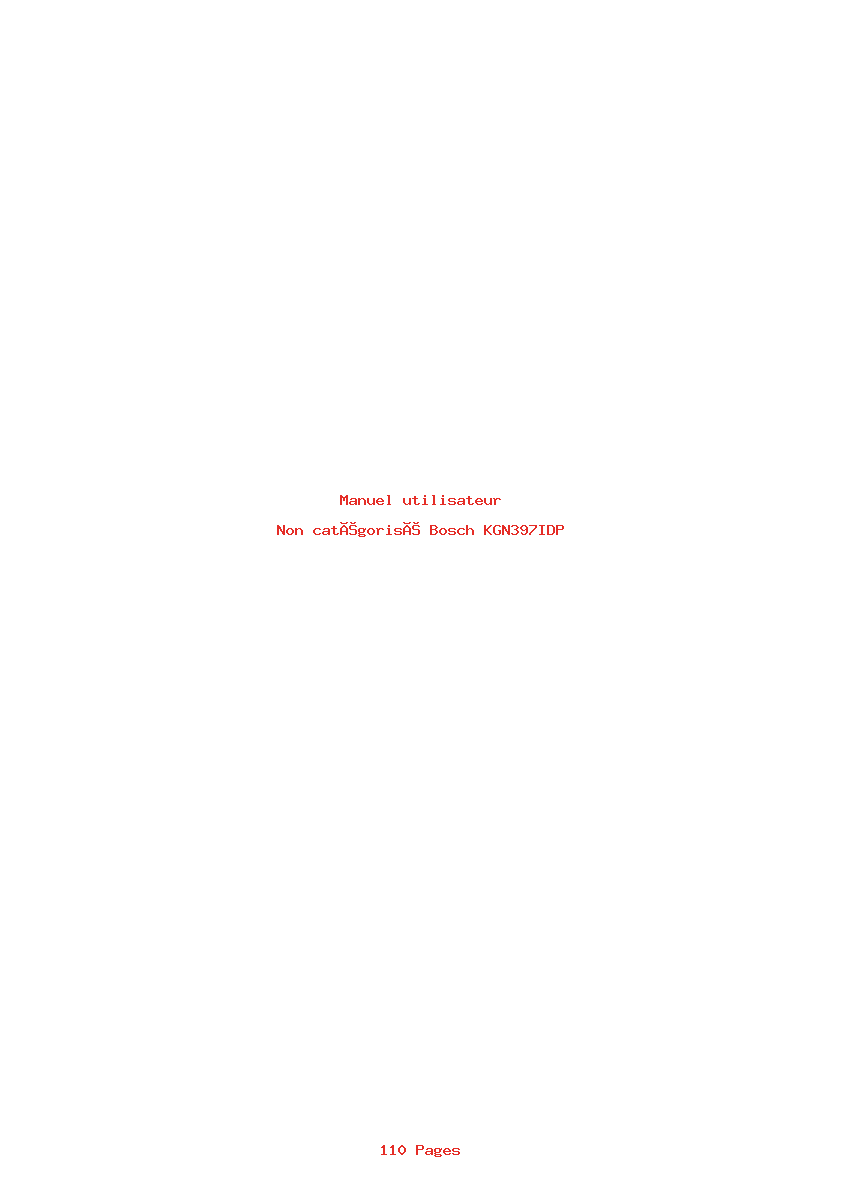 Page 1 de la notice Manuel utilisateur Bosch KGN397IDP