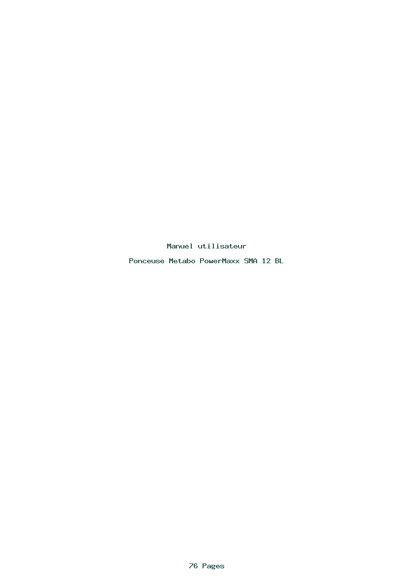 Page 1 de la notice Manuel utilisateur Metabo PowerMaxx SMA 12 BL