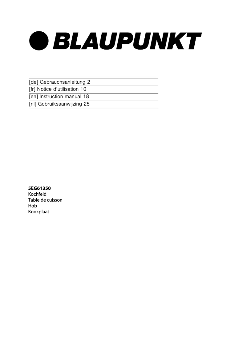 Page 1 de la notice Manuel utilisateur Blaupunkt 5RH84350