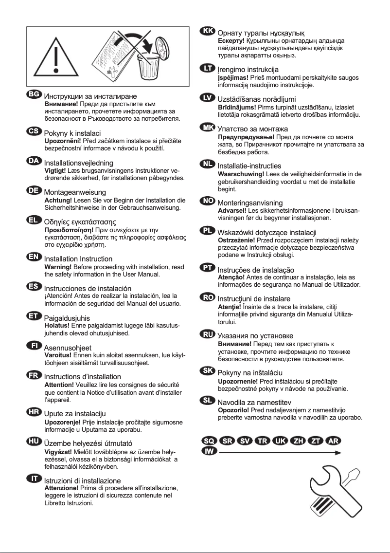 Page 1 de la notice Guide d'installation Electrolux EW2F3048C1