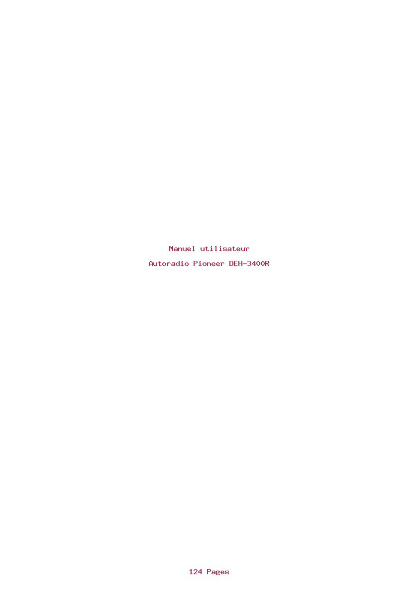Page 1 de la notice Manuel utilisateur Pioneer DEH-3400R