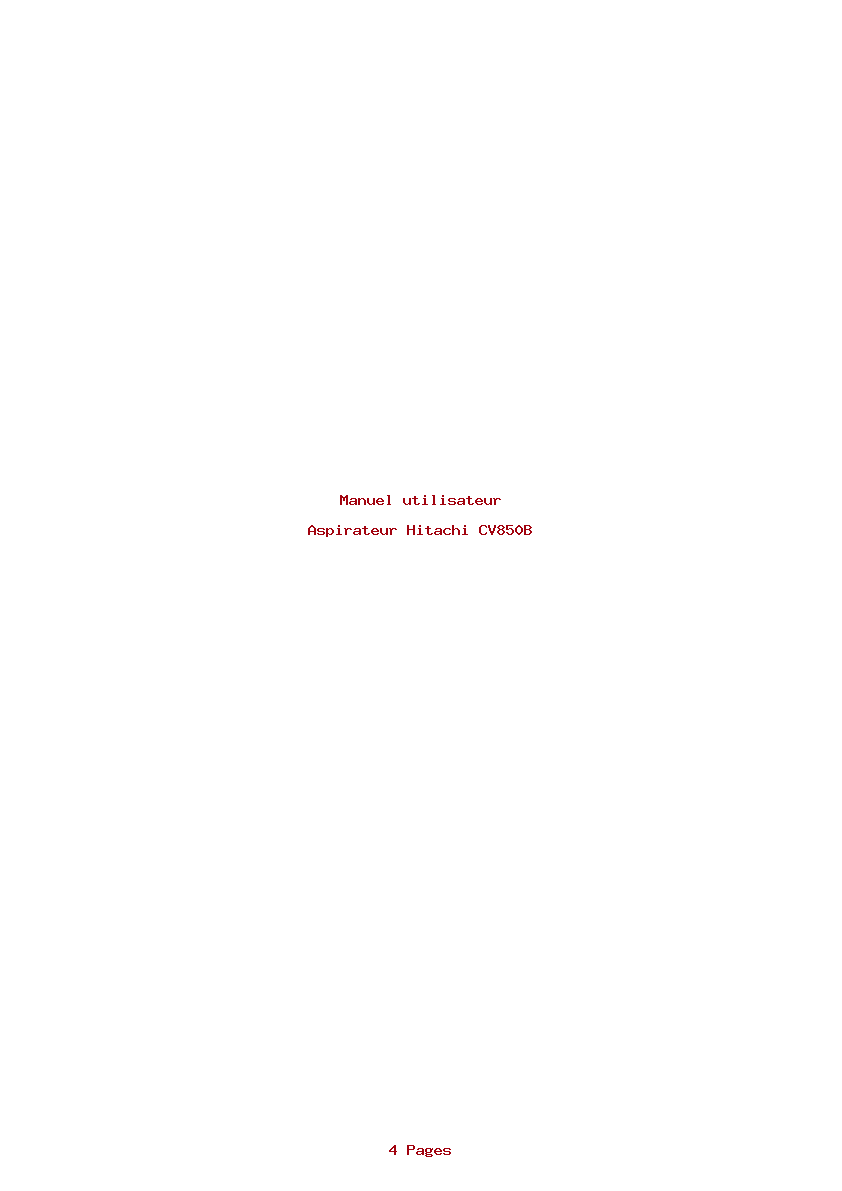 Page 1 de la notice Manuel utilisateur Hitachi CV850B