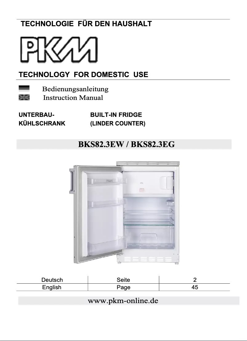 Page 1 of the manual User Manual PKM BKS82.3EW