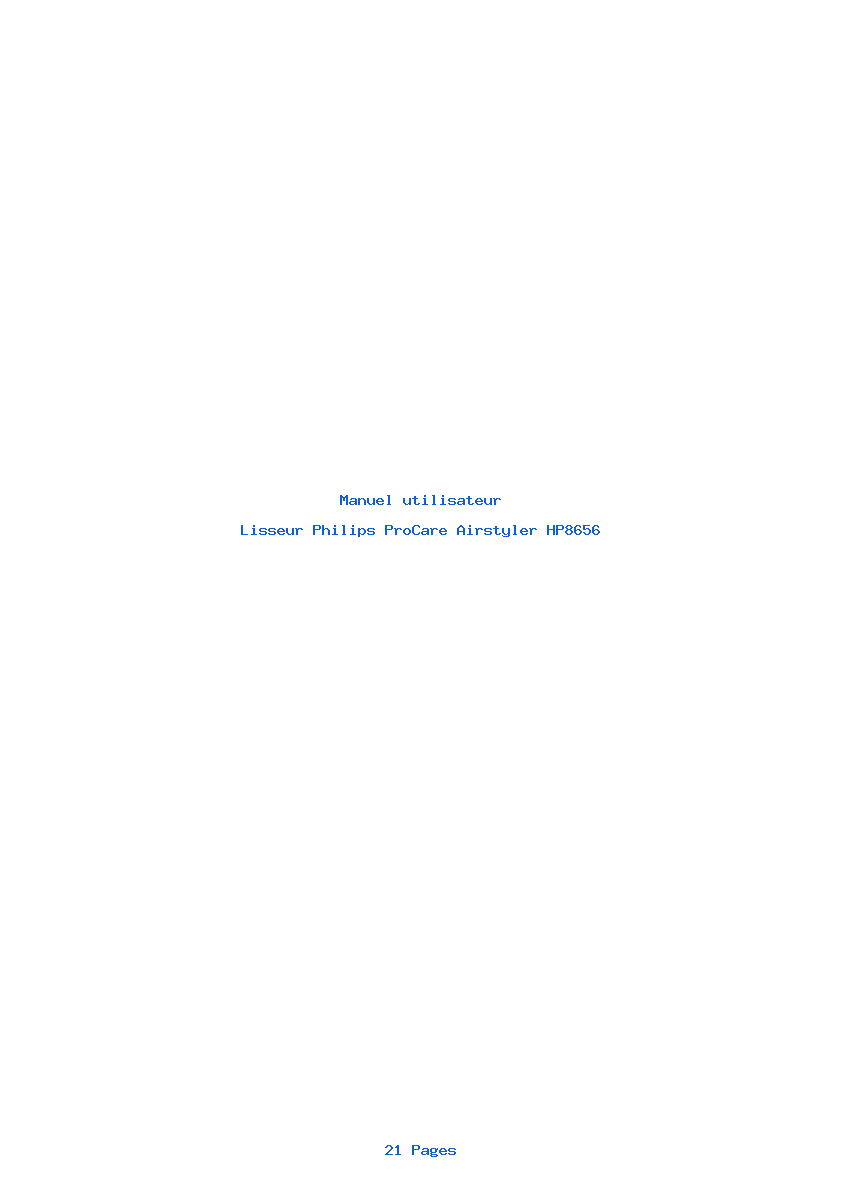 Page 1 de la notice Manuel utilisateur Philips ProCare Airstyler HP8656