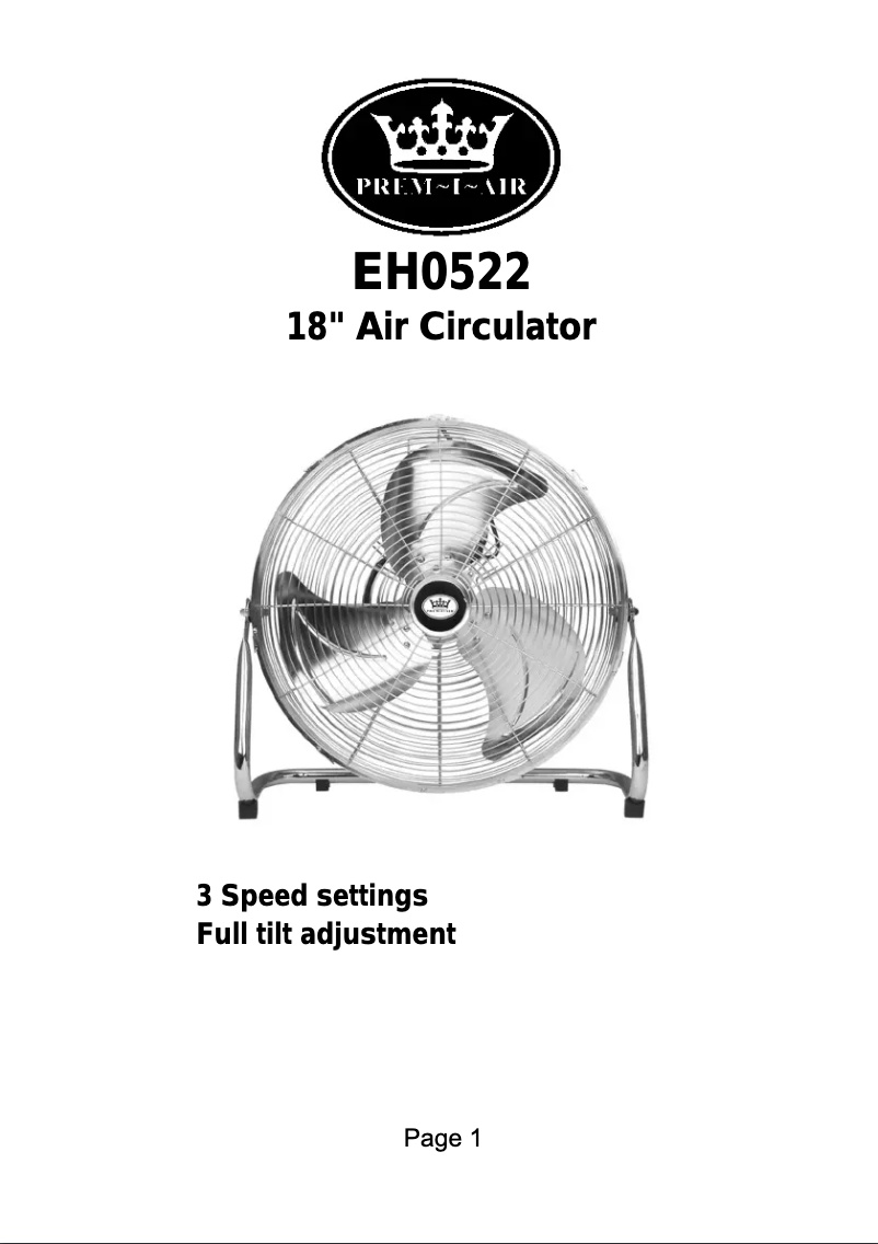 Página 1 del manual Manual de usuario Prem-I-Air EH0522