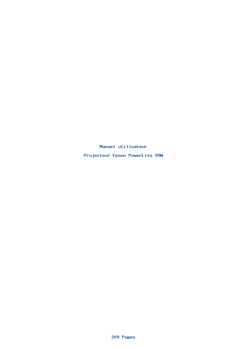 Page 1 de la notice Manuel utilisateur Epson PowerLite 99W