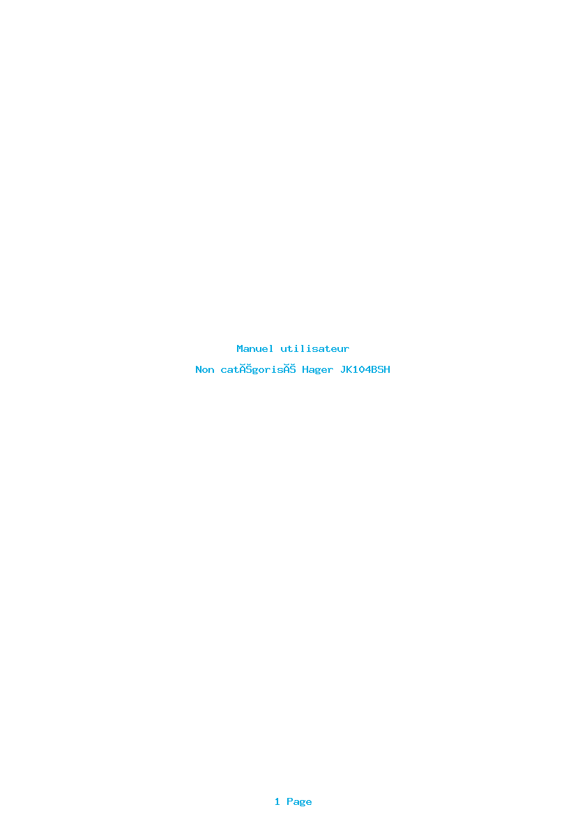 Page 1 de la notice Manuel utilisateur Hager JK104BSH