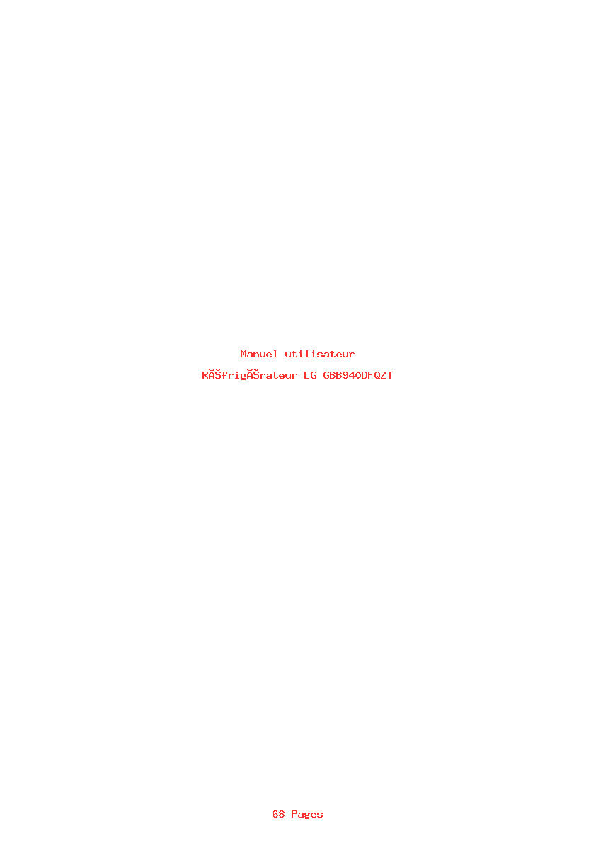 Page 1 de la notice Manuel utilisateur LG GBB940DFQZT