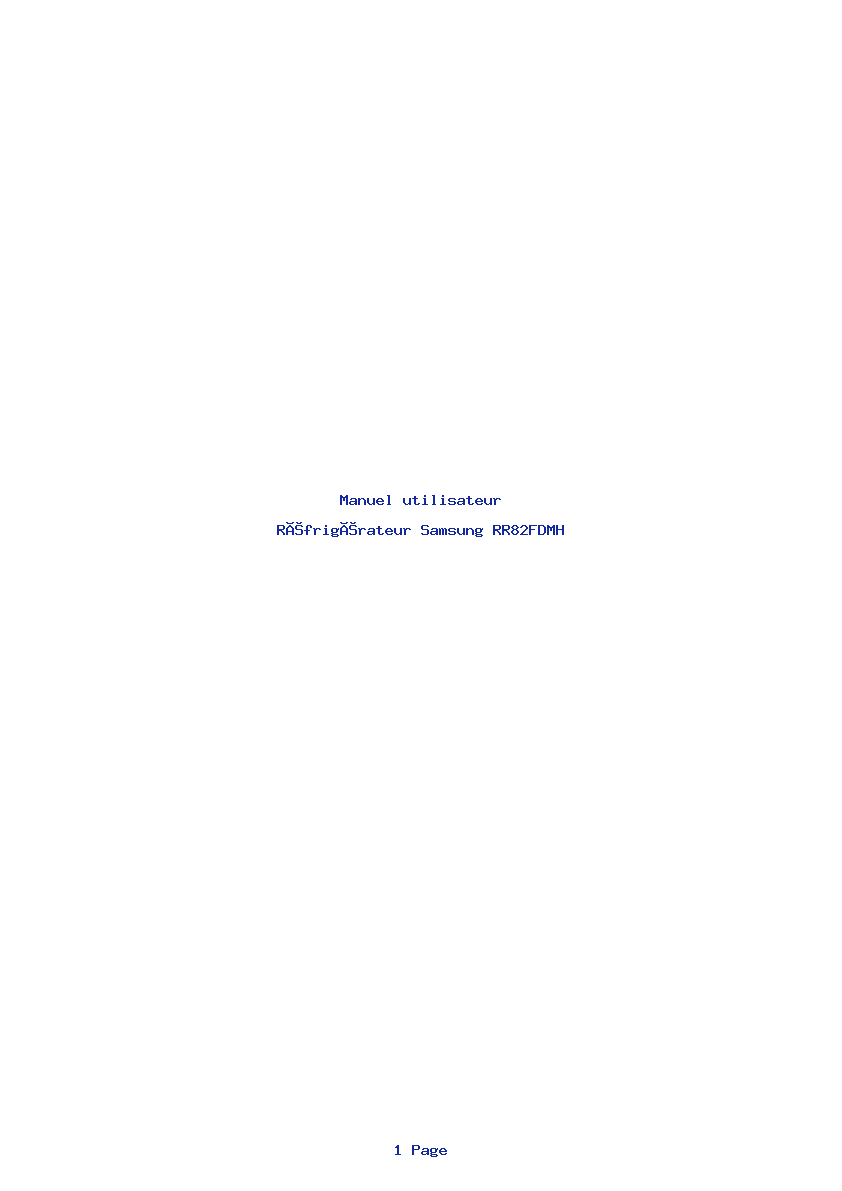 Page 1 de la notice Manuel utilisateur Samsung RR82FDMH