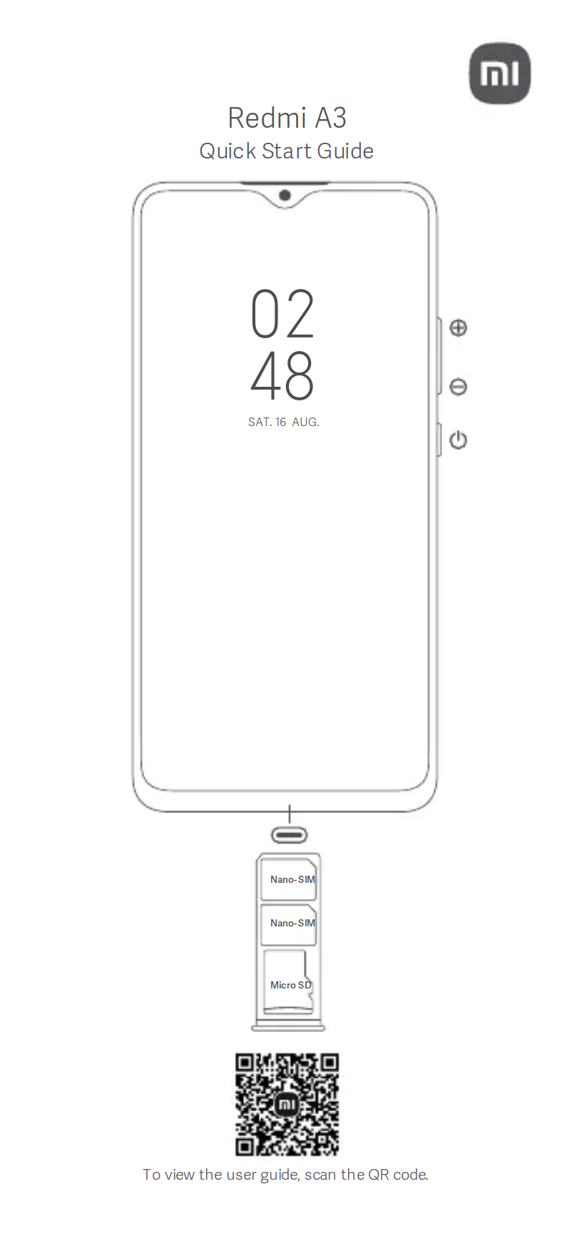 Page 1 de la notice Manuel utilisateur Xiaomi Redmi A3