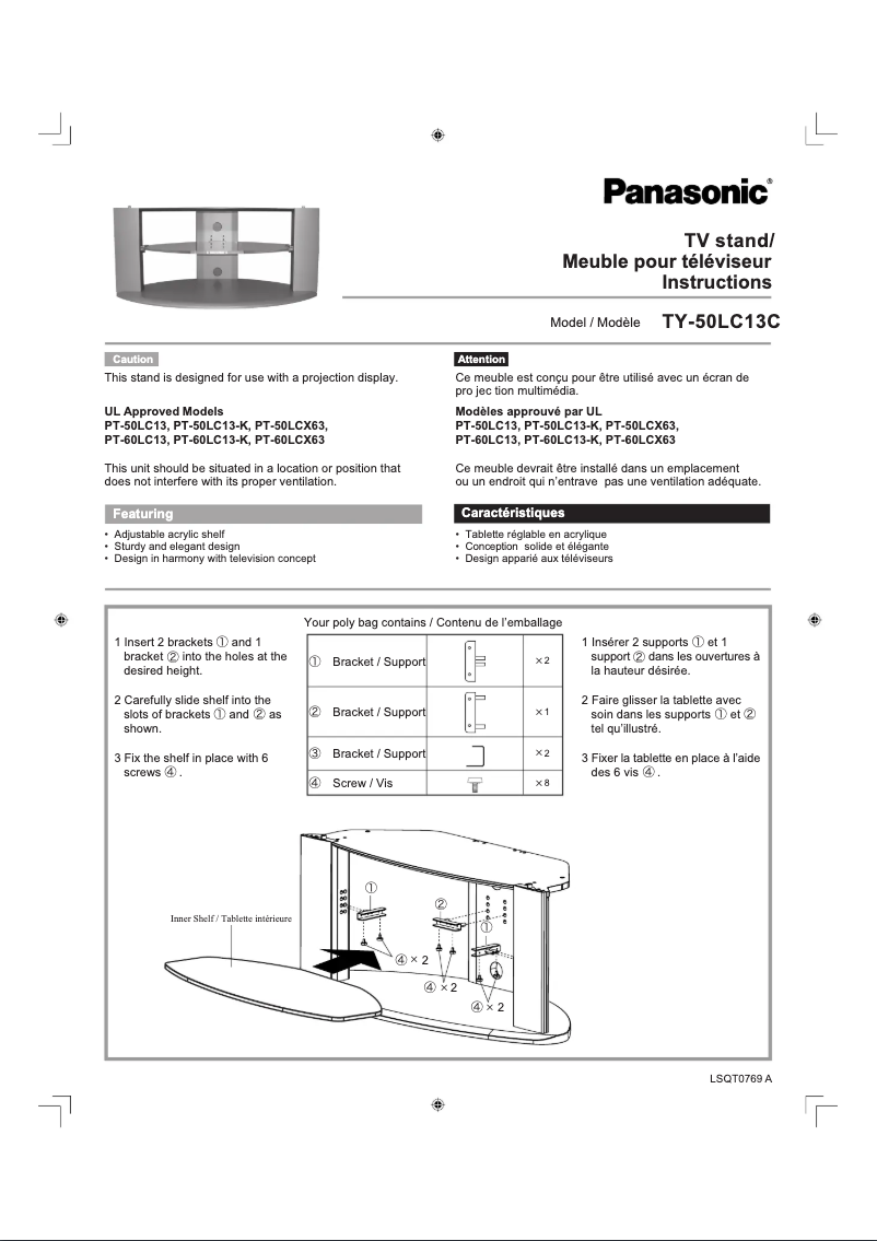 Page 1 de la notice Manuel utilisateur Panasonic TY-50LC13C