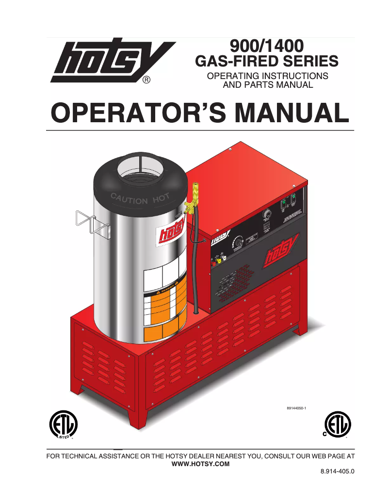Page 1 de la notice Manuel utilisateur Hotsy 994SS