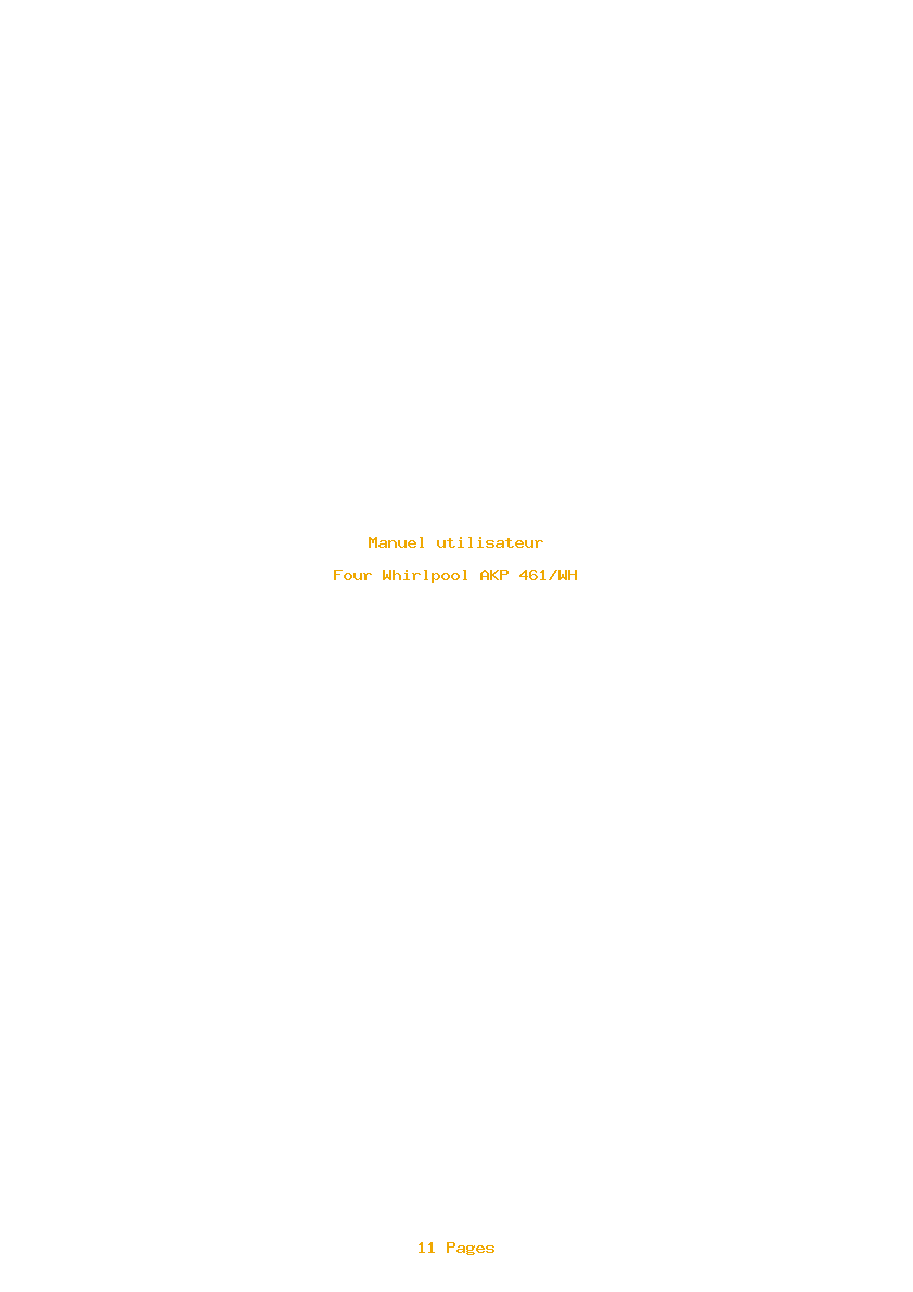 Page 1 de la notice Manuel utilisateur Whirlpool AKP 461/WH