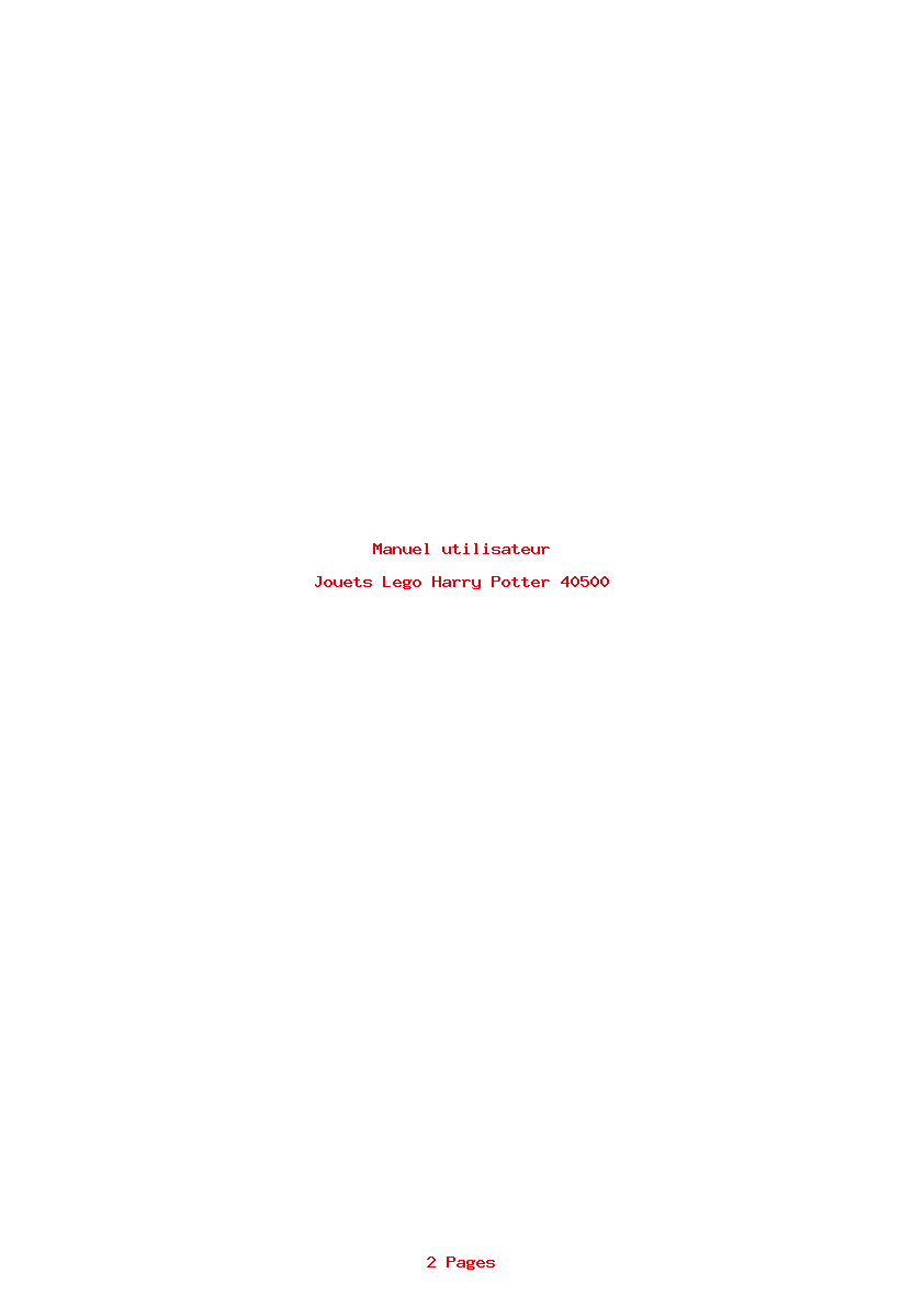 Page 1 de la notice Manuel utilisateur Lego Harry Potter 40500