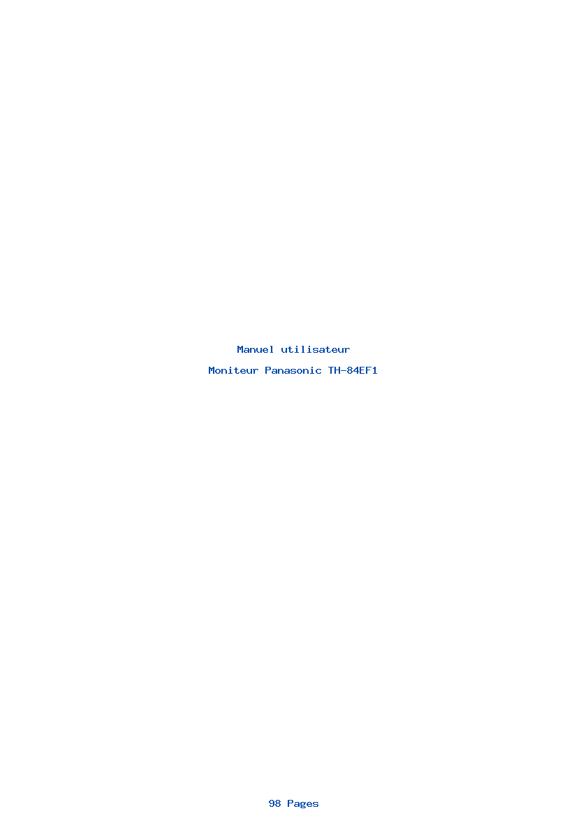 Page 1 de la notice Manuel utilisateur Panasonic TH-84EF1