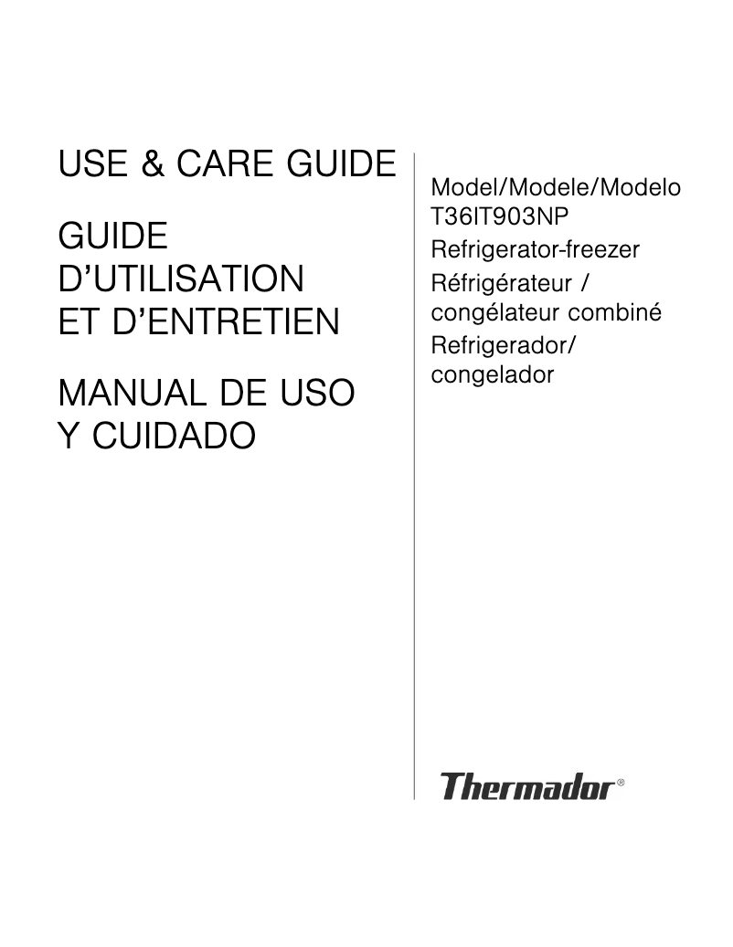 Page 1 of the manual User Manual Thermador T36IT903NP