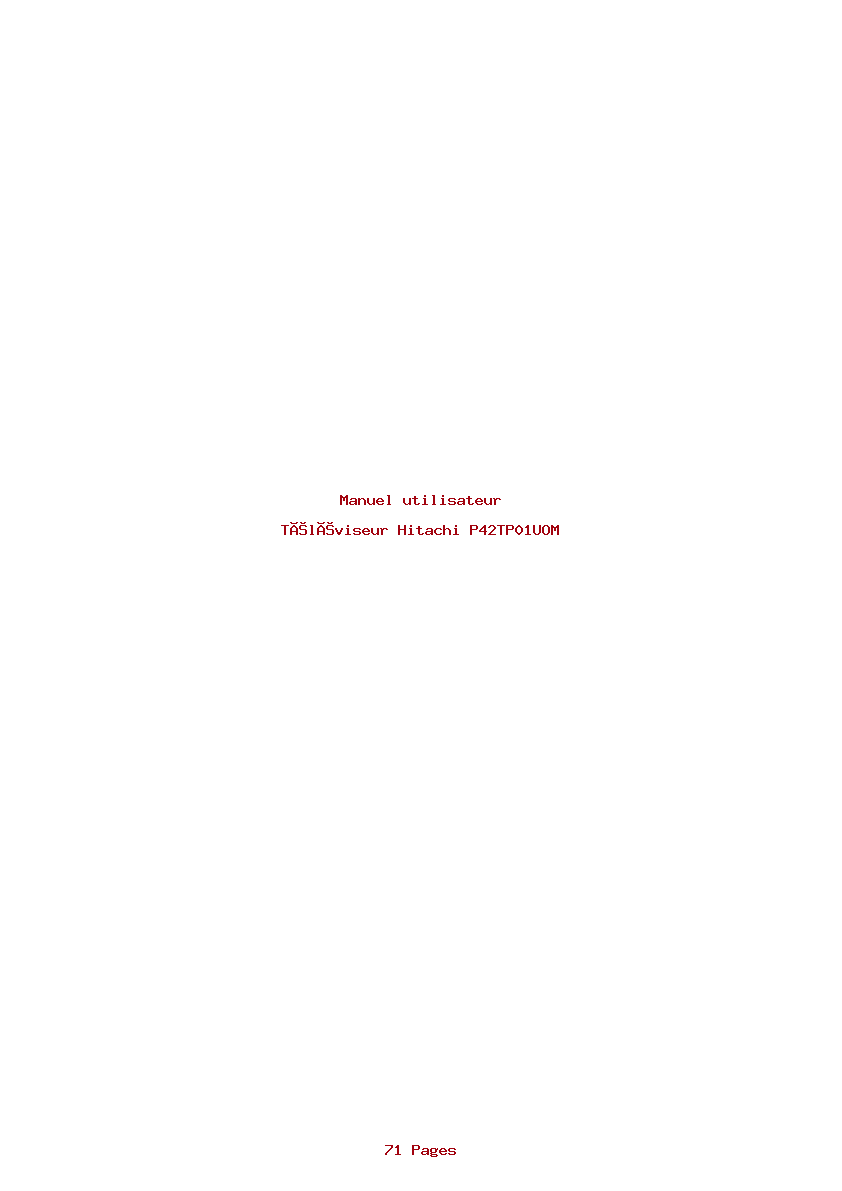 Page 1 de la notice Manuel utilisateur Hitachi P42TP01UOM