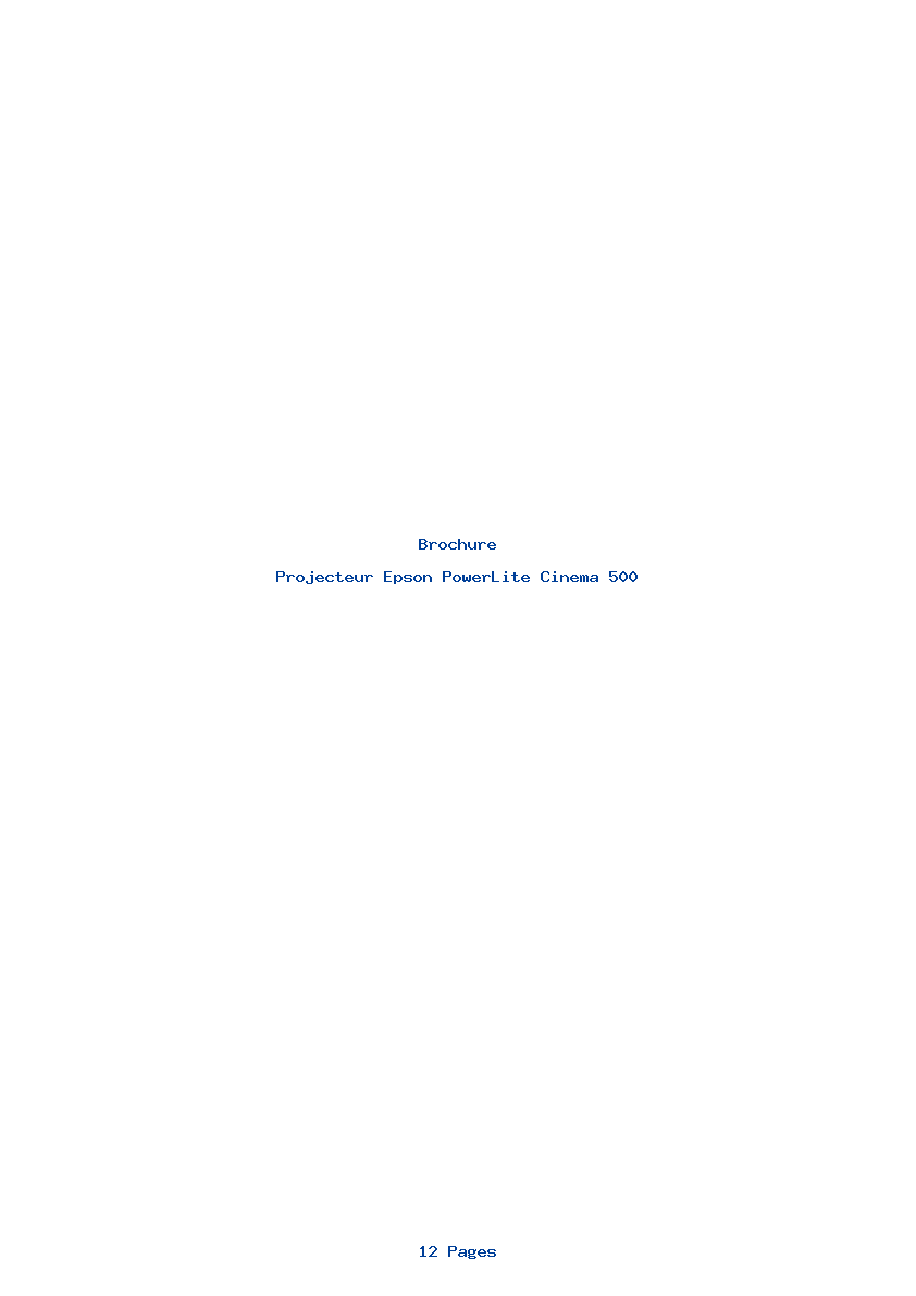 Page 1 de la notice Brochure Epson PowerLite Cinema 500