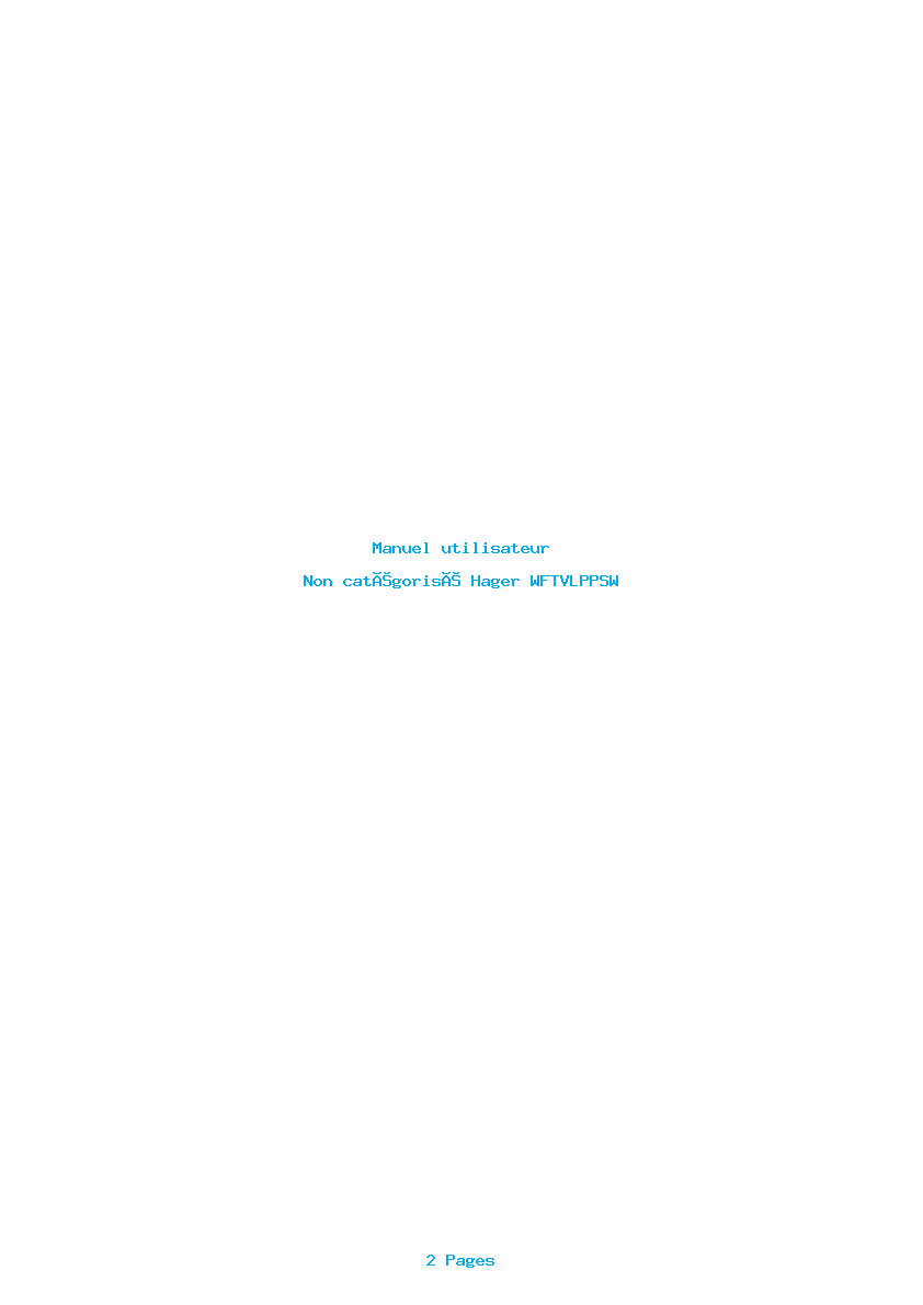 Page 1 de la notice Manuel utilisateur Hager WFTVLPPSW