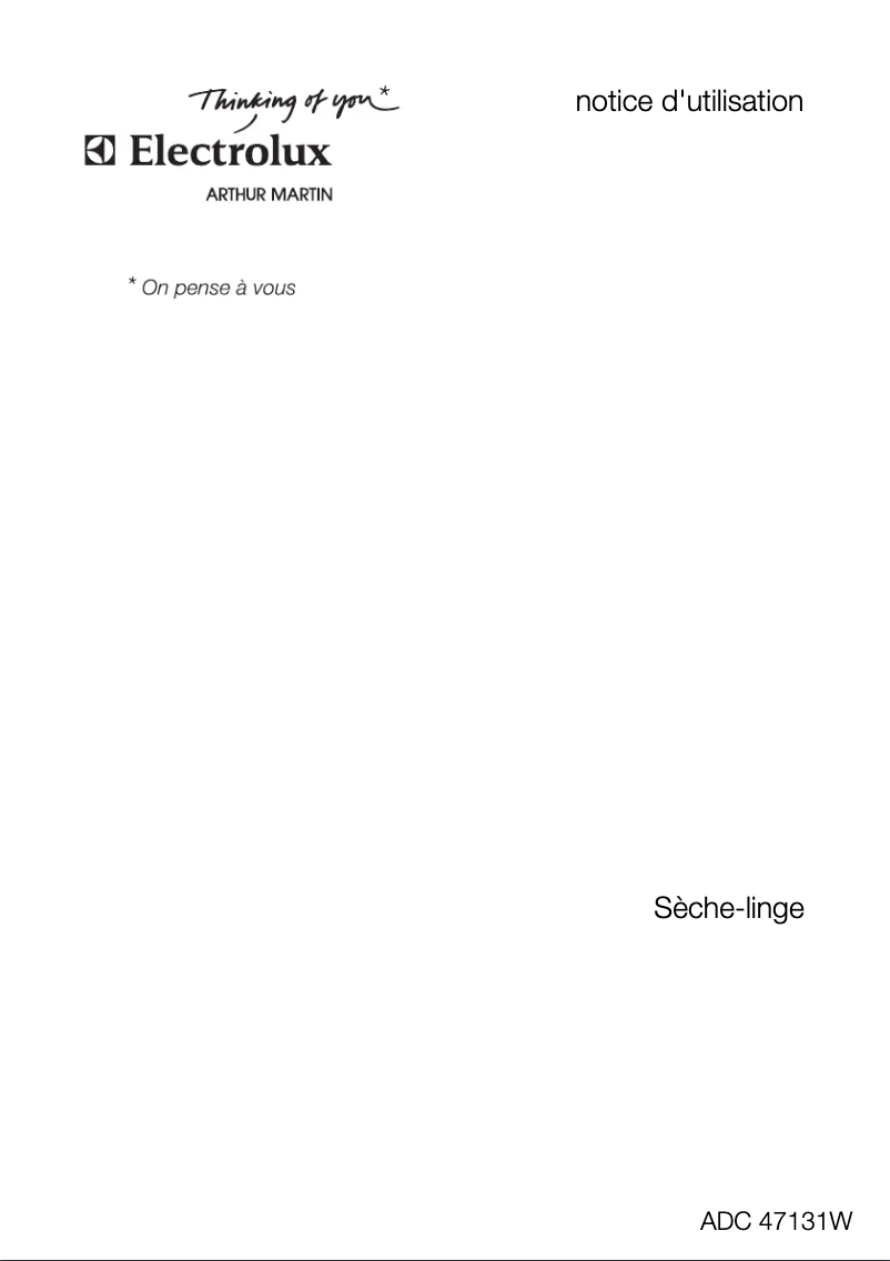 Page 1 de la notice Manuel utilisateur Arthur Martin-Electrolux ADC 47131 W