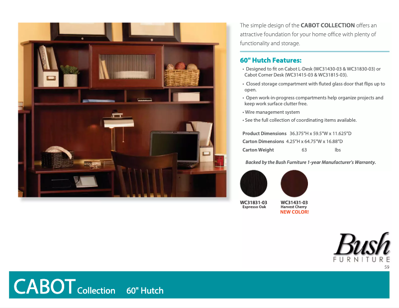 Page 1 de la notice Fiche technique Bush Cabot WC31431-03