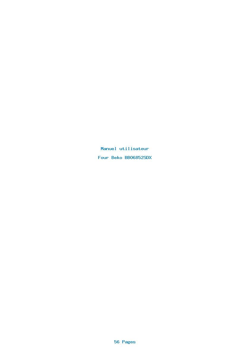Page 1 de la notice Manuel utilisateur Beko BBO6852SDX