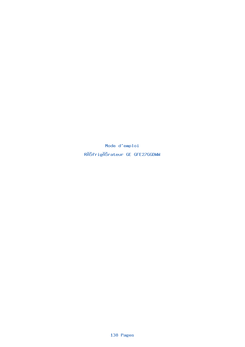 Page 1 de la notice Mode d'emploi GE GFE27GGDWW