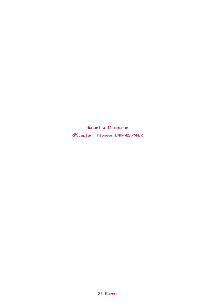 Image de la première page du manuel de l'appareil DMH-W2770NEX