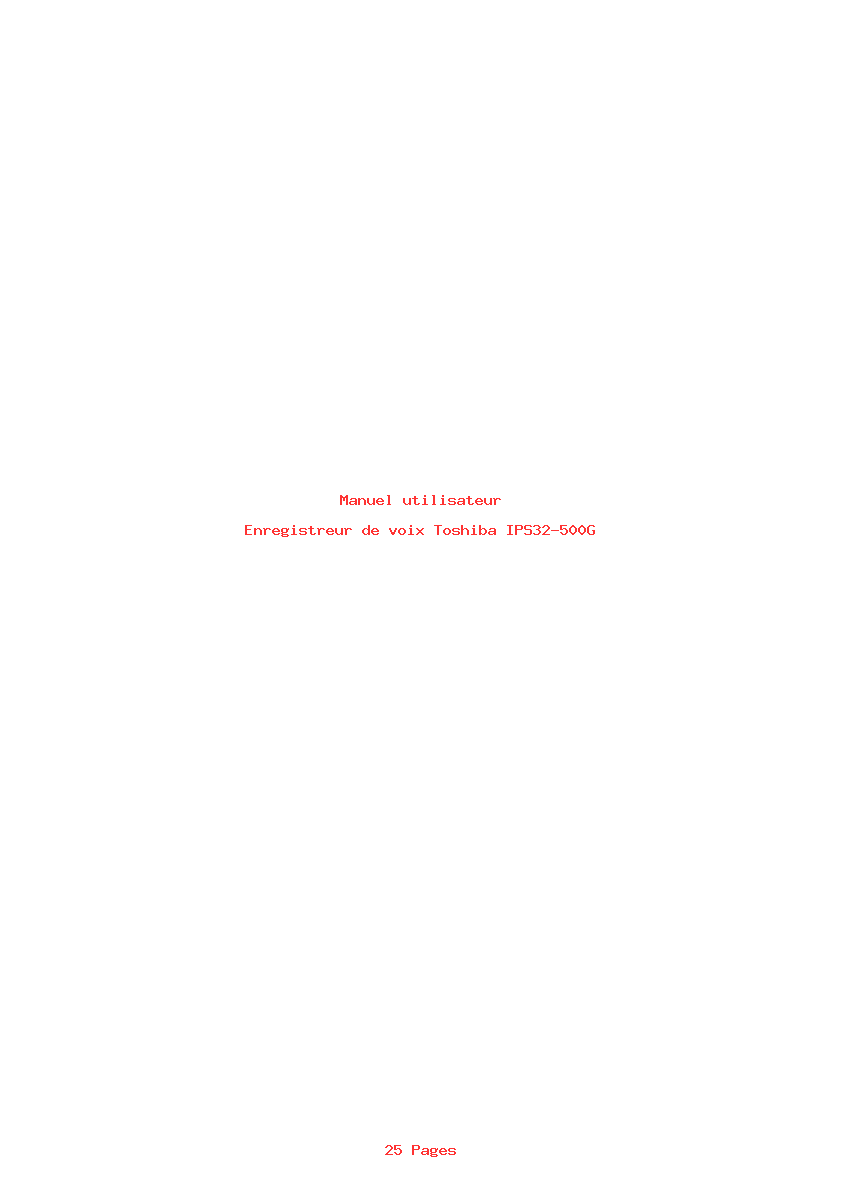 Page 1 de la notice Manuel utilisateur Toshiba IPS32-500G
