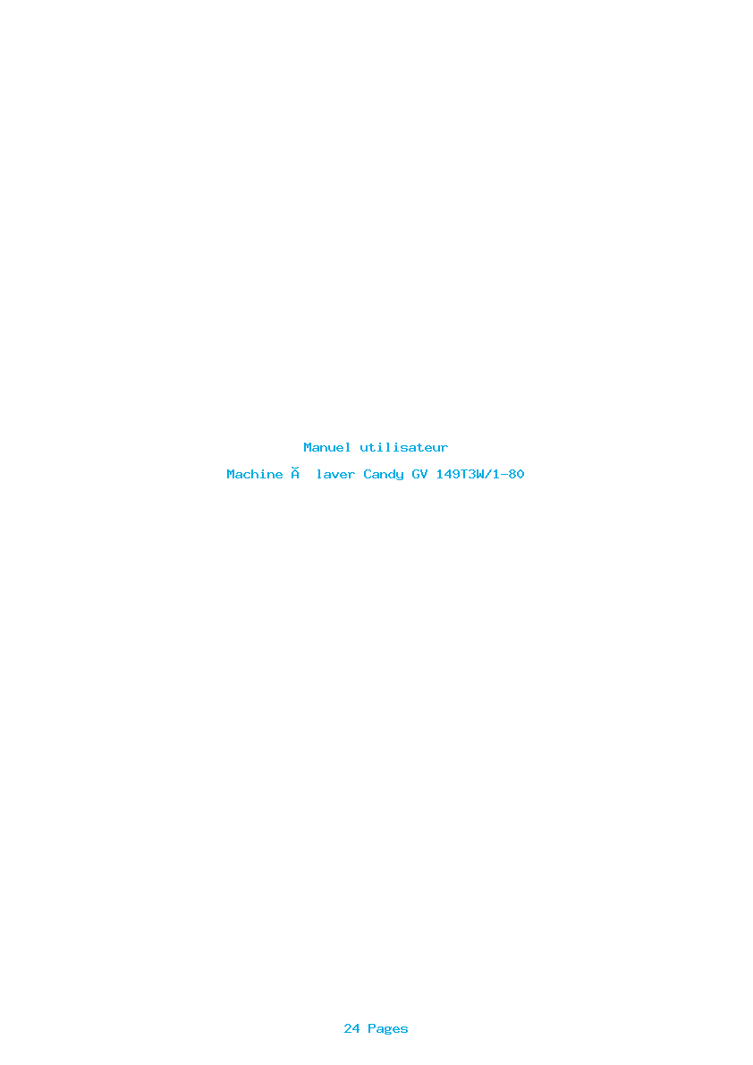 Page 1 de la notice Manuel utilisateur Candy GV 149T3W/1-80