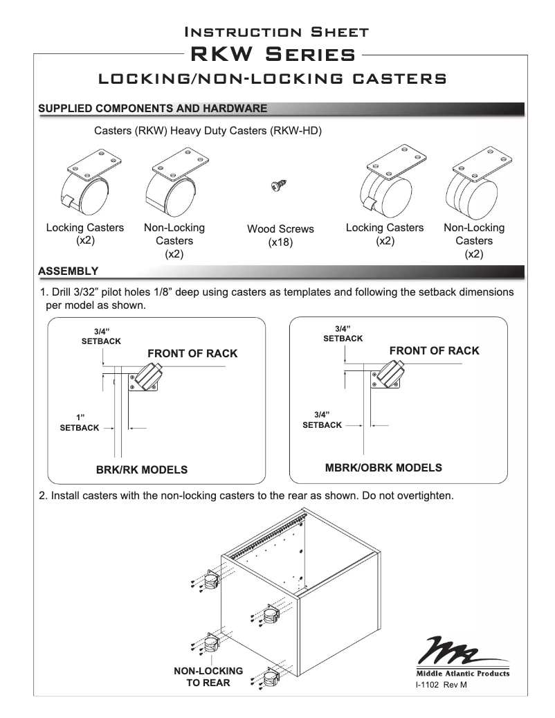 Page 1 de la notice Manuel utilisateur Middle Atlantic RKW-HD