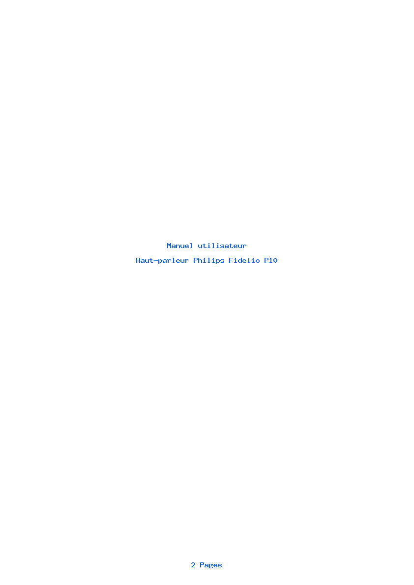Page 1 de la notice Manuel utilisateur Philips Fidelio P10