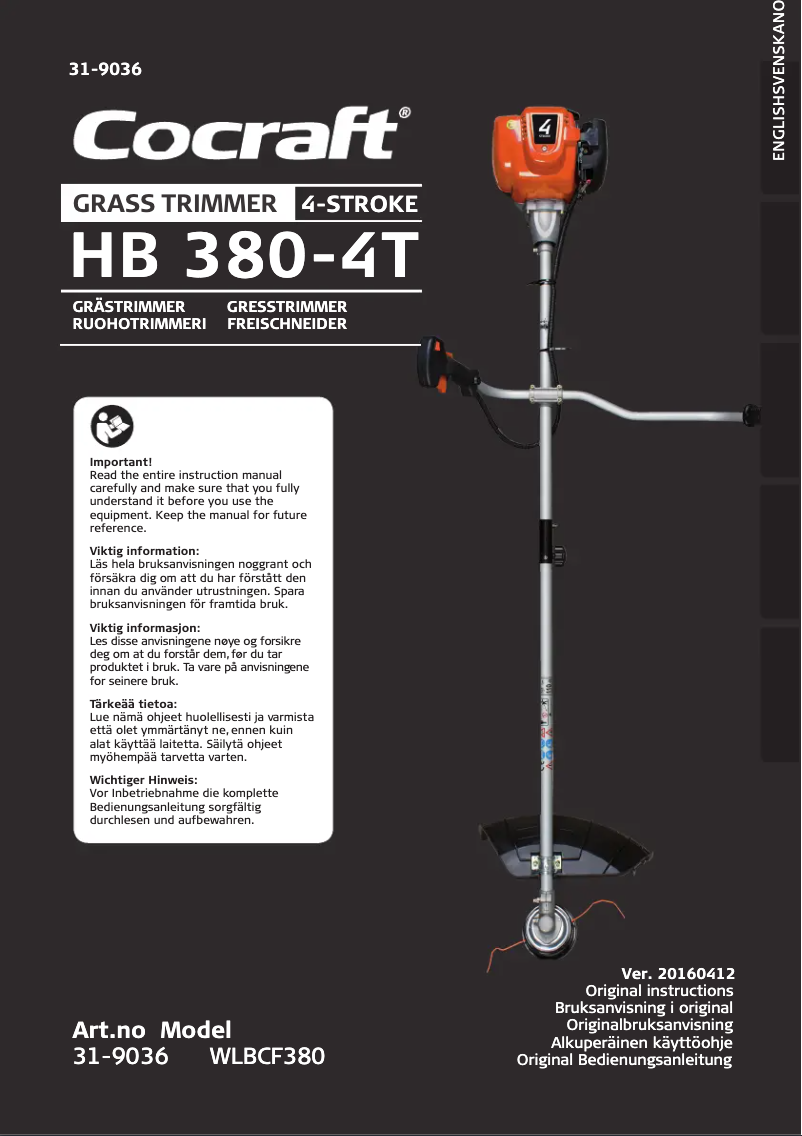 Page 1 de la notice Manuel utilisateur Cocraft HB 380-4T