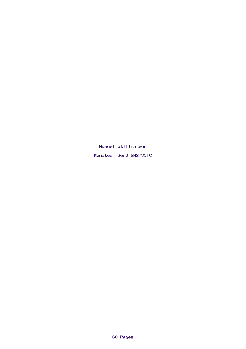 Page 1 de la notice Manuel utilisateur BenQ GW2785TC