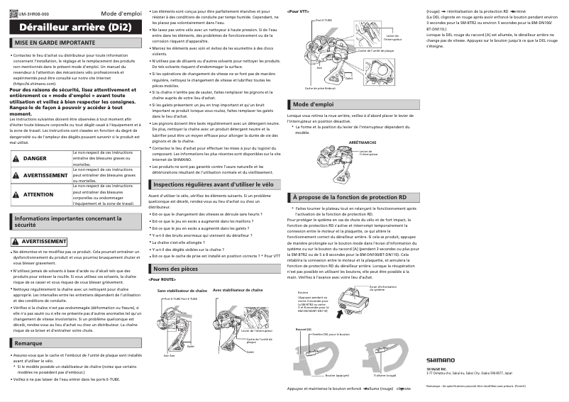 Page 1 de la notice Manuel utilisateur Shimano RD-RX805-GS