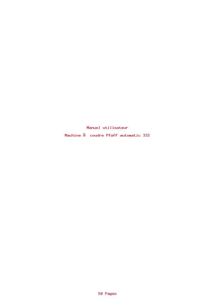 Page 1 de la notice Manuel utilisateur Pfaff automatic 332