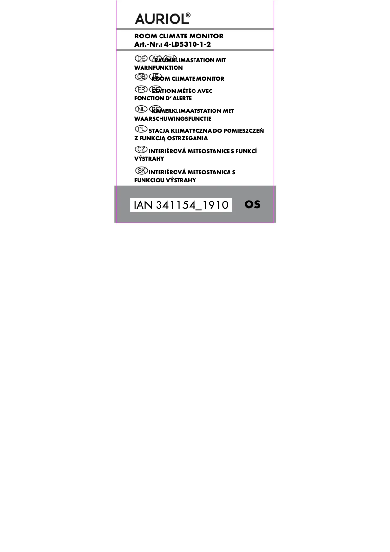 Page 1 of the manual User Manual Auriol IAN 341154