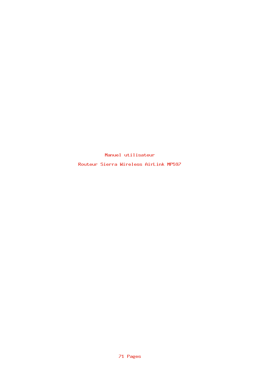 Page 1 de la notice Manuel utilisateur Sierra Wireless AirLink MP597