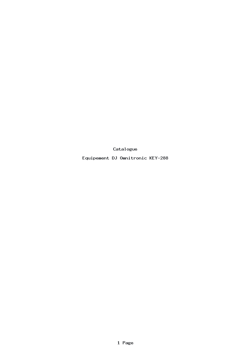 Page 1 de la notice Catalogue Omnitronic KEY-288