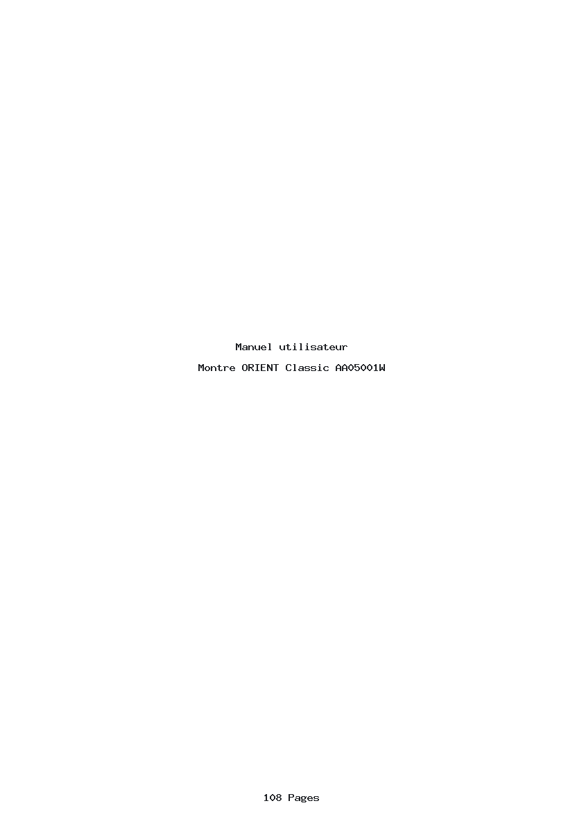 Page 1 de la notice Manuel utilisateur ORIENT Classic AA05001W