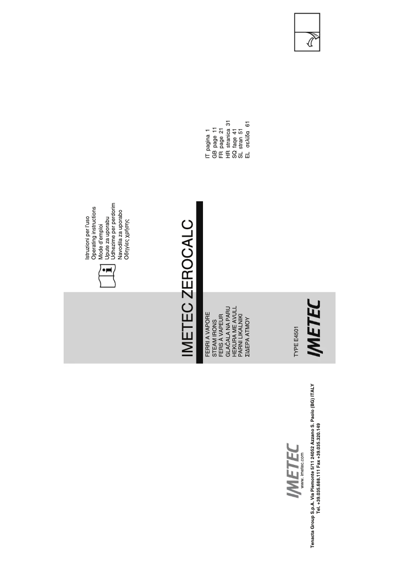 Page 1 de la notice Manuel utilisateur Imetec ZeroCalc Eco