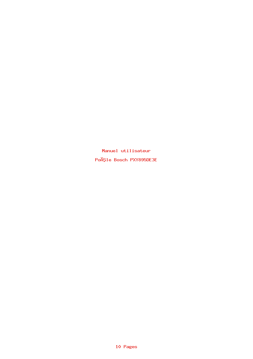 Page 1 de la notice Manuel utilisateur Bosch PXY895DE3E