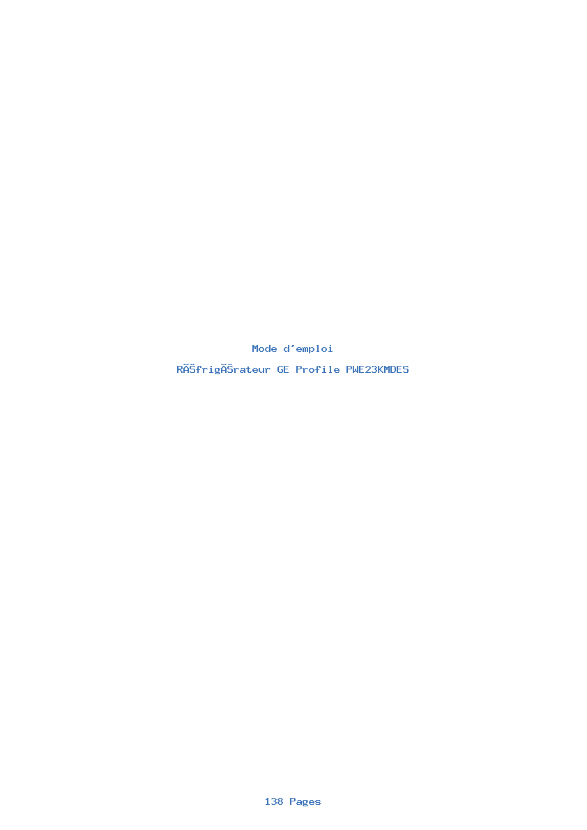 Page 1 de la notice Mode d'emploi GE Profile PWE23KMDES