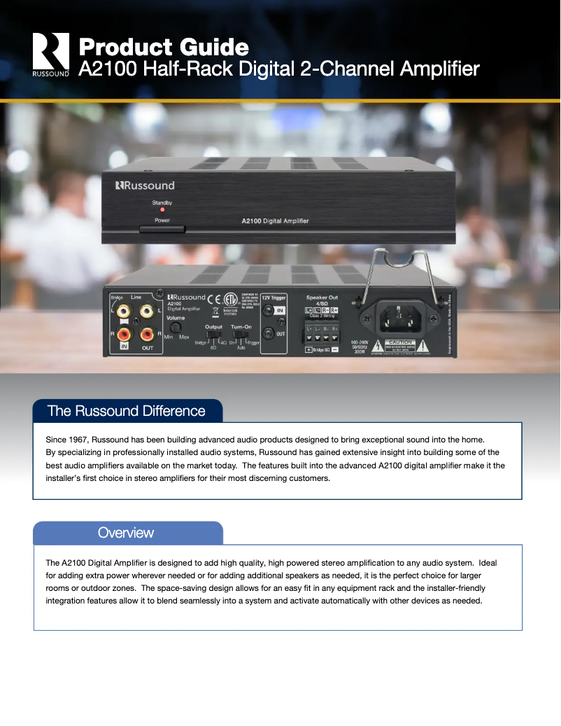 Page 1 de la notice Brochure Russound A2100