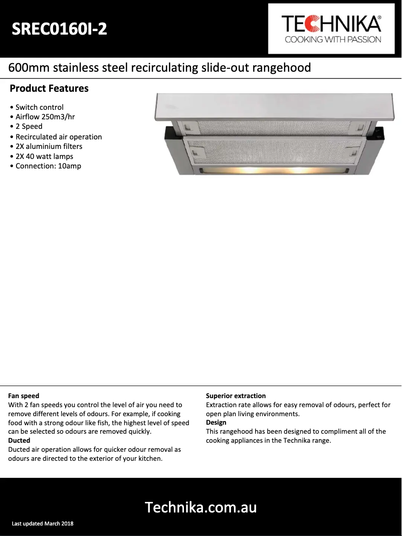 Página 1 del manual Ficha técnica Technika SREC0160I-2