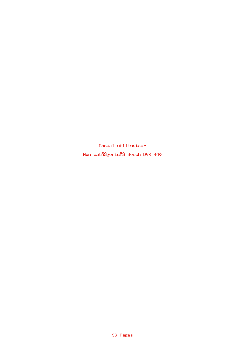 Page 1 de la notice Manuel utilisateur Bosch DVR 440